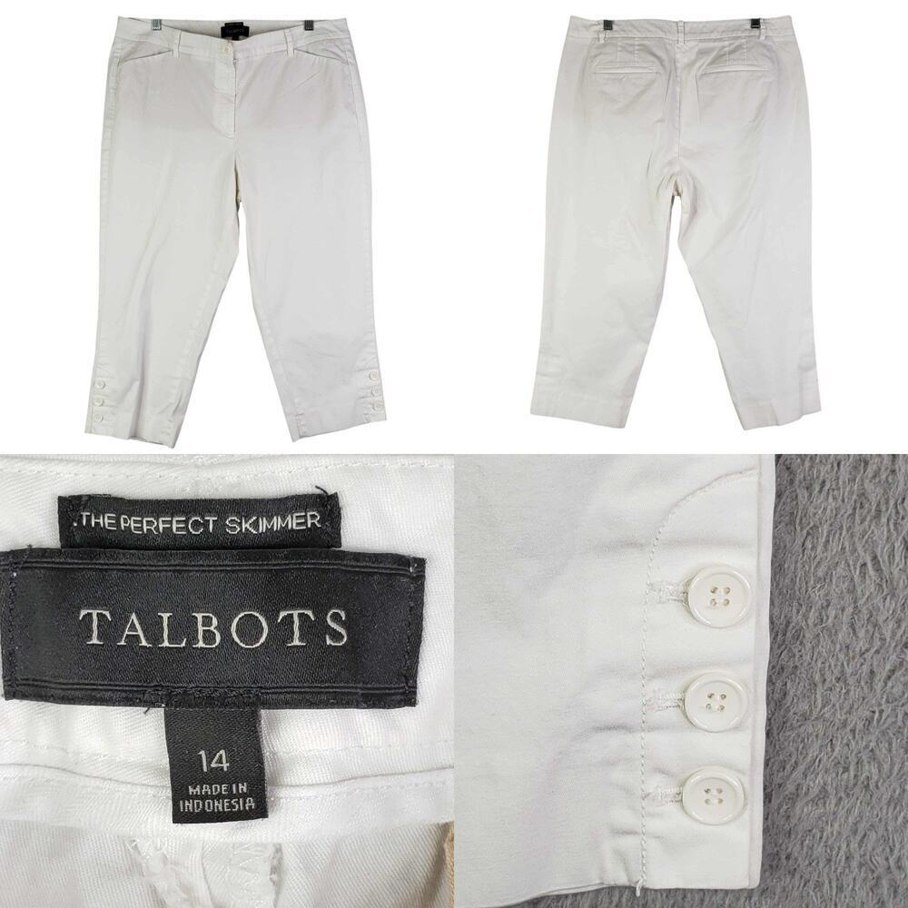 Talbots Pants Perfect Skimmer Women’s Size 14 Cotton Stretch Chino White